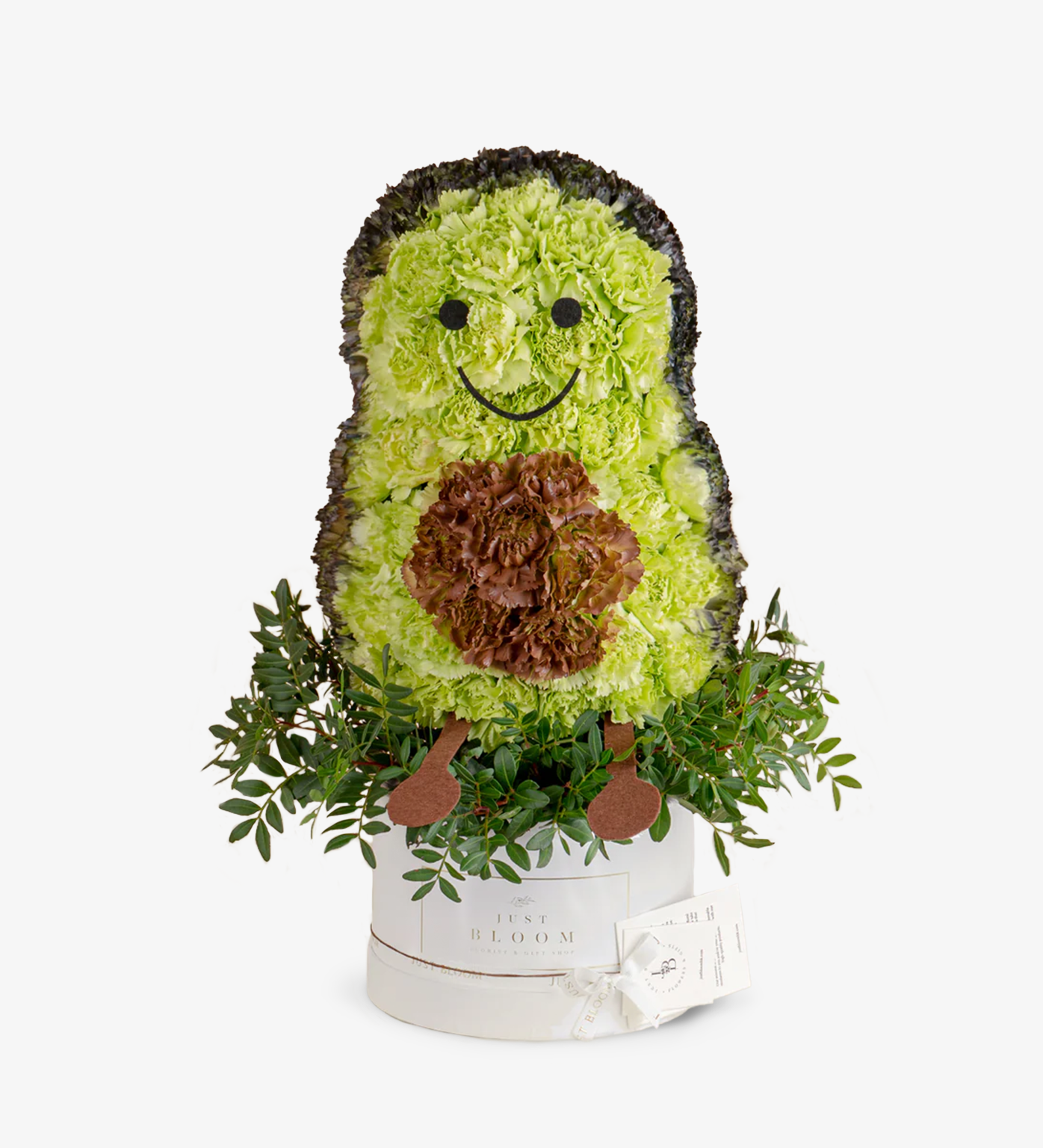 Just bloom × Hong Kong Florist: 3D Cartoon Avocado Flower Box, premium Dutch Carnations